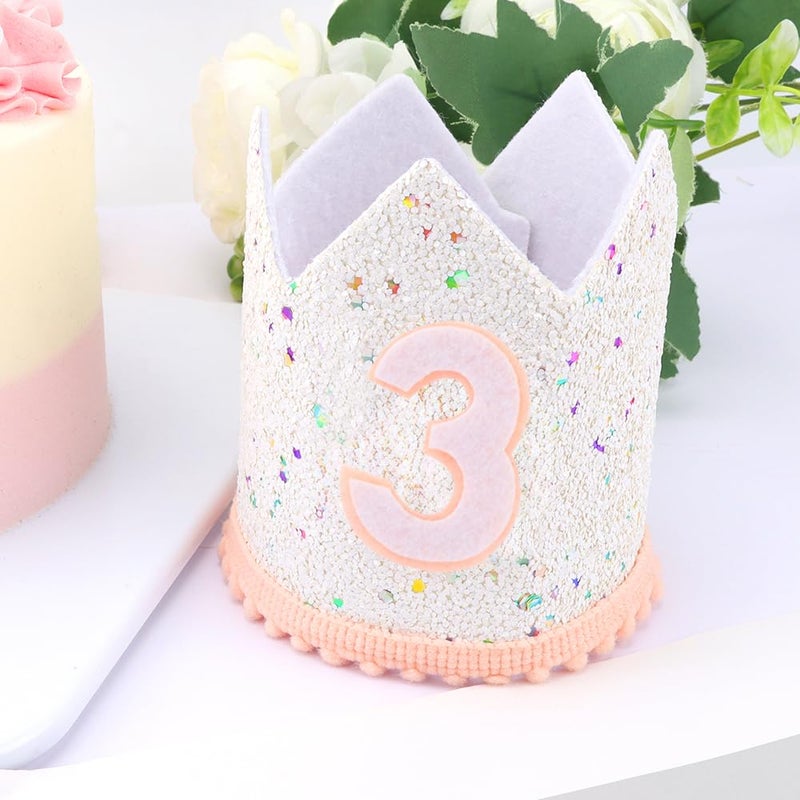 AOPRIE Age Number Birthday Headband Hat for Girls Boys Happy Birthday Tiara & Crowns for Girls Accessories Favor Supllies Light Pink, 3 - Image 3